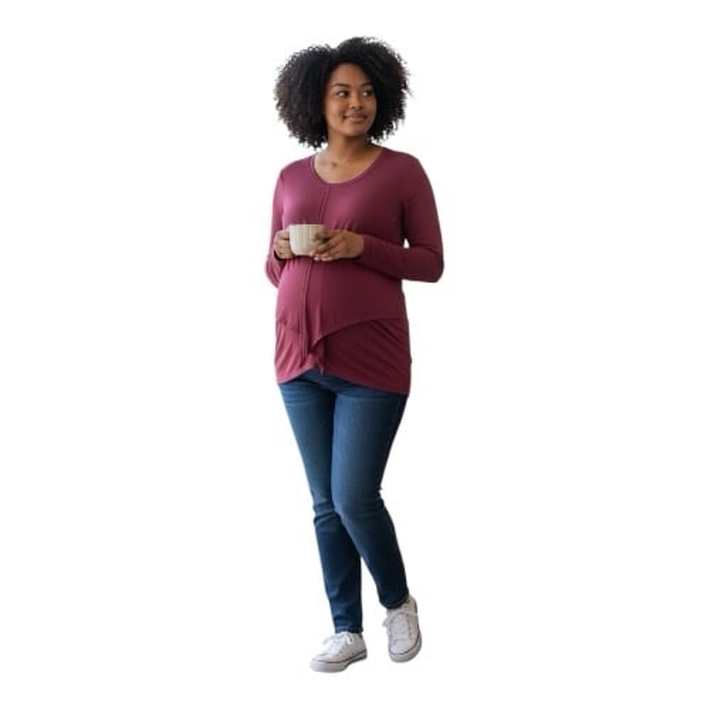 Latched Mama soft fabric maternity and nursing top long sleeve blouse 1X